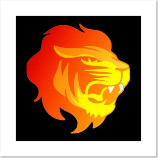 Raging Serious Fiery Lion with Mane Posters and Art